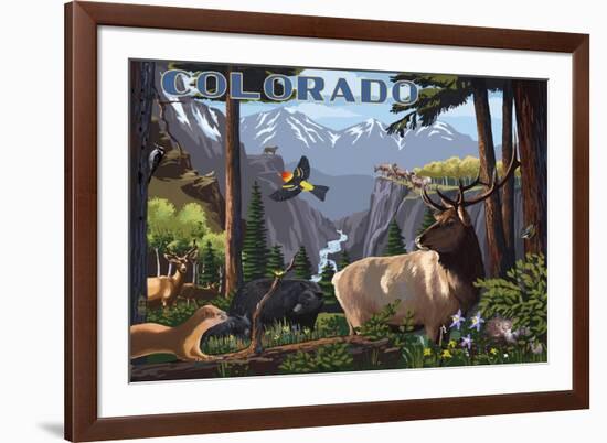 Colorado - Wildlife Utopia-Lantern Press-Framed Premium Giclee Print