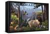 Colorado - Wildlife Utopia-Lantern Press-Framed Stretched Canvas