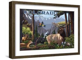 Colorado - Wildlife Utopia-Lantern Press-Framed Art Print