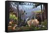 Colorado - Wildlife Utopia-Lantern Press-Framed Stretched Canvas