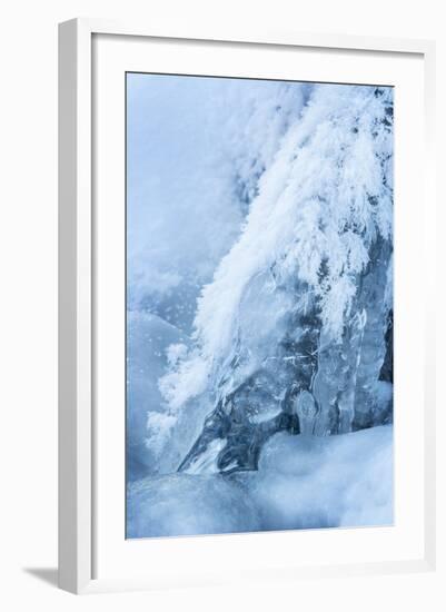 Colorado, Woodland Park. Ice and Frost Formation on Small Waterfall-Don Grall-Framed Photographic Print