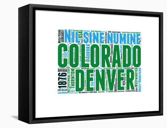Colorado Word Cloud Map-NaxArt-Framed Stretched Canvas