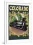 Colordao - Railroad Locomotive-Lantern Press-Framed Art Print