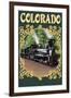 Colordao - Railroad Locomotive-Lantern Press-Framed Art Print