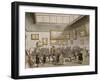 Colored Aquatint of Christies Auction Room, London, 1808-null-Framed Giclee Print