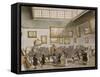 Colored Aquatint of Christies Auction Room, London, 1808-null-Framed Stretched Canvas