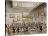 Colored Aquatint of Christies Auction Room, London, 1808-null-Stretched Canvas