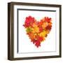 Colored Autumn Leaves In Heart Shape Isolated On White Background-Jag_cz-Framed Art Print