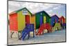 Colored Beach Huts Cape Town-null-Mounted Art Print