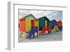 Colored Beach Huts Cape Town-null-Framed Art Print