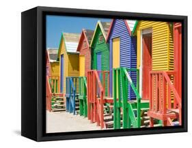 Colored Beach Huts-Joseph Sohm-Framed Stretched Canvas