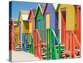 Colored Beach Huts-Joseph Sohm-Stretched Canvas