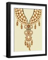 Colored Bohemian Vector Dreamcatcher with Gemstones and Feathers. Ethnic Illustration with Native A-SADAF A-Framed Art Print