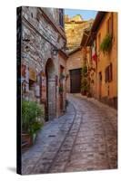 Colored Buildings and Stores Along a Back Street of Spello-Terry Eggers-Stretched Canvas