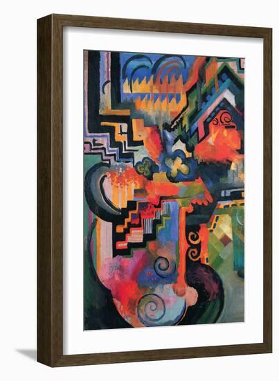 Colored Composition (Homage ? Sebastian Johann Bach)-Auguste Macke-Framed Art Print