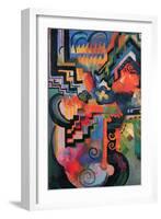 Colored Composition (Homage ? Sebastian Johann Bach)-Auguste Macke-Framed Art Print