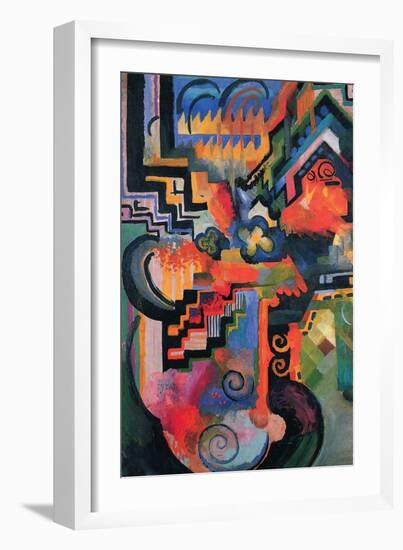 Colored Composition (Homage ? Sebastian Johann Bach)-Auguste Macke-Framed Art Print