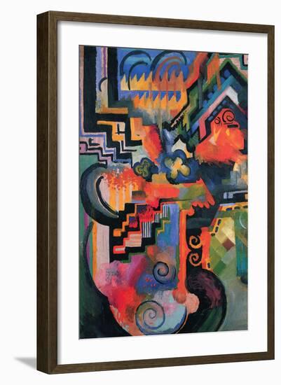 Colored Composition (Homage ? Sebastian Johann Bach)-Auguste Macke-Framed Art Print