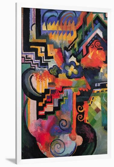 Colored Composition (Homage ? Sebastian Johann Bach)-Auguste Macke-Framed Art Print