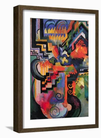 Colored Composition (Homage ? Sebastian Johann Bach)-Auguste Macke-Framed Art Print