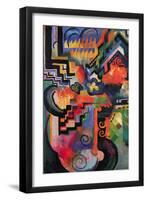 Colored Composition (Homage ? Sebastian Johann Bach)-Auguste Macke-Framed Art Print