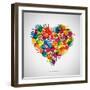 Colored Heart From Hand Print Icons-strejman-Framed Art Print