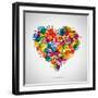 Colored Heart From Hand Print Icons-strejman-Framed Art Print