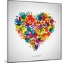 Colored Heart From Hand Print Icons-strejman-Mounted Art Print