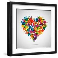 Colored Heart From Hand Print Icons-strejman-Framed Art Print