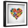 Colored Heart From Hand Print Icons-strejman-Framed Art Print