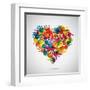 Colored Heart From Hand Print Icons-strejman-Framed Art Print