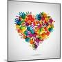 Colored Heart From Hand Print Icons-strejman-Mounted Art Print