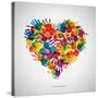 Colored Heart From Hand Print Icons-strejman-Stretched Canvas