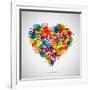 Colored Heart From Hand Print Icons-strejman-Framed Art Print