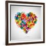 Colored Heart From Hand Print Icons-strejman-Framed Art Print