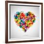 Colored Heart From Hand Print Icons-strejman-Framed Art Print