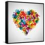 Colored Heart From Hand Print Icons-strejman-Framed Stretched Canvas