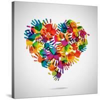 Colored Heart From Hand Print Icons-strejman-Stretched Canvas