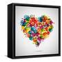 Colored Heart From Hand Print Icons-strejman-Framed Stretched Canvas