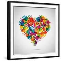 Colored Heart From Hand Print Icons-strejman-Framed Art Print