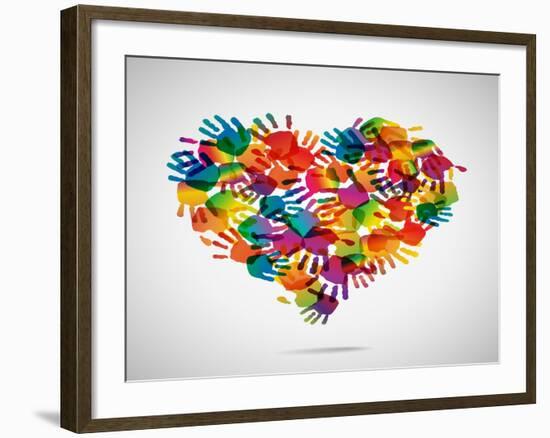 Colored Heart From Hand Print Icons-strejman-Framed Art Print