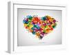 Colored Heart From Hand Print Icons-strejman-Framed Art Print