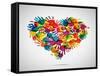 Colored Heart From Hand Print Icons-strejman-Framed Stretched Canvas