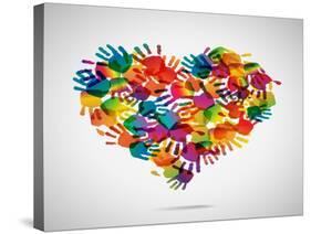 Colored Heart From Hand Print Icons-strejman-Stretched Canvas