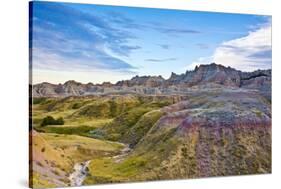 Colored Hills And Valleys, Badlands Loop Trail, Badlands National Park, South Dakota, Usa-Michel Hersen-Stretched Canvas