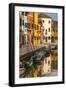 Colored House Facades Along a Canal, Burano Island, Venice, Veneto, Italy-Guy Thouvenin-Framed Photographic Print