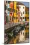 Colored House Facades Along a Canal, Burano Island, Venice, Veneto, Italy-Guy Thouvenin-Mounted Photographic Print