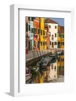 Colored House Facades Along a Canal, Burano Island, Venice, Veneto, Italy-Guy Thouvenin-Framed Photographic Print