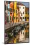 Colored House Facades Along a Canal, Burano Island, Venice, Veneto, Italy-Guy Thouvenin-Mounted Photographic Print