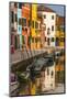 Colored House Facades Along a Canal, Burano Island, Venice, Veneto, Italy-Guy Thouvenin-Mounted Premium Photographic Print